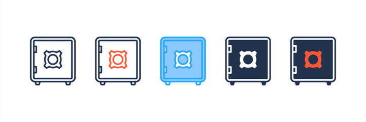 Safety Locker icon set multiple style collection