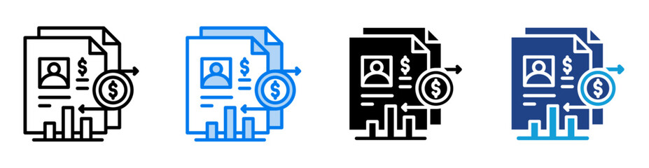 Account record icon set multiple style collection