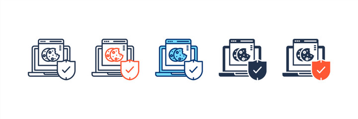 Website Cookies icon set multiple style collection