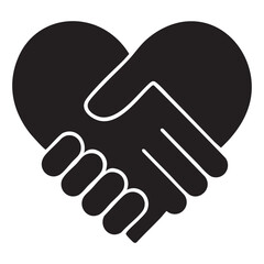 Handshake Heart Silhouette Symbol of Unity and Friendship