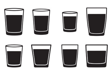 Various Style Glass Silhouettes with Filled Liquid Vector Art