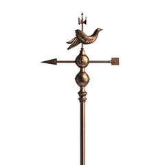 Elegant bronze bird weather vane garden decor on a Transparent Background