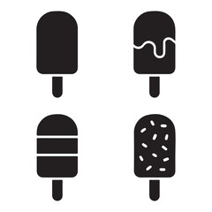 Delicious Frozen Dessert Popsicle Vector Illustration Collection Set