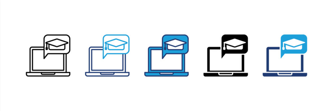 E Learning icon set multiple style collection