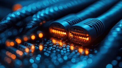 Network cables connected to circuit board