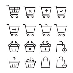 Essential Shopping Cart and Basket Icons for E-commerce Design