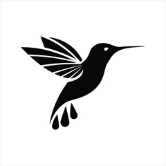 Hummingbird Silhouette Vector – Minimalist Flying Bird Icon
