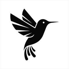 Hummingbird Silhouette Vector – Minimalist Flying Bird Icon
