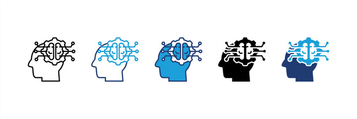 Artificial Intelligence icon set multiple style collection