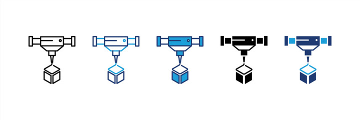 3D Printing icon set multiple style collection