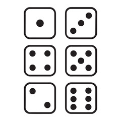 Dice Numbers Icon Collection for Game or Probability Design