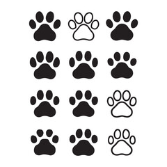 Cute Paw Print Silhouette Collection for Animal and Pet Designs