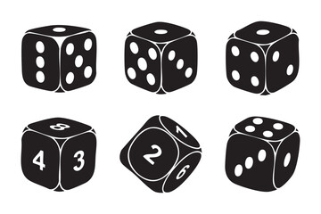 Vector illustration of numerical dice for game probability concepts