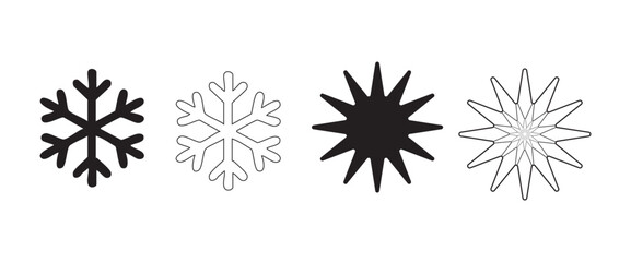 Assortment of Winter Snowflake Vector Illustrations for Creative Design