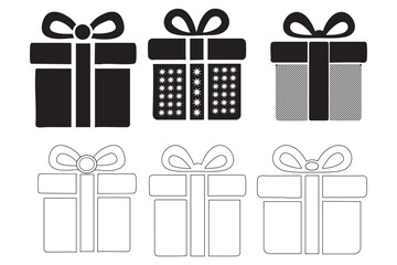 Variety of Gift Boxes Silhouette Graphics with Decorative Bows