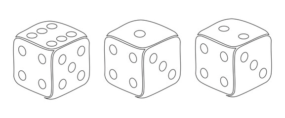 Cube Dice Vector Outline Icon Graphic Design Element