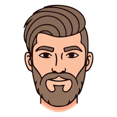 Hipster Man with Beard and Quiff Hairstyle Vector Portrait