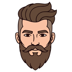 Man with a Full Beard and Moustache Illustration