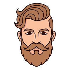 Man with Thick Beard and Swept Back Hair Vector Art