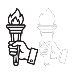 Vector Art Showing Human Hand Gripping a Torch Illustration