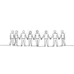 Minimalist group holding hands illustration