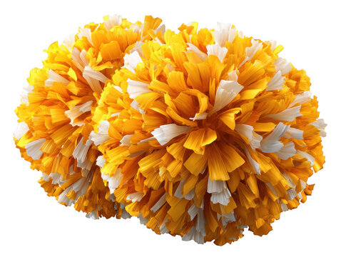 Yellow White Pom Poms isolated on a transparent background pompom pom-pom