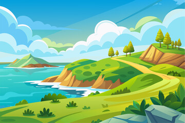 Obraz premium Perfect for summer, vacation, travel, tourism, and nature themes in web design, advertisements, and educational materials.