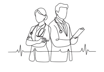 Medical professionals with stethoscope and chart doctor nurse