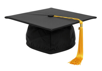 Graduation cap with tassel isolated on transparent background