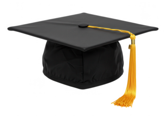 Graduation cap with tassel isolated on transparent background