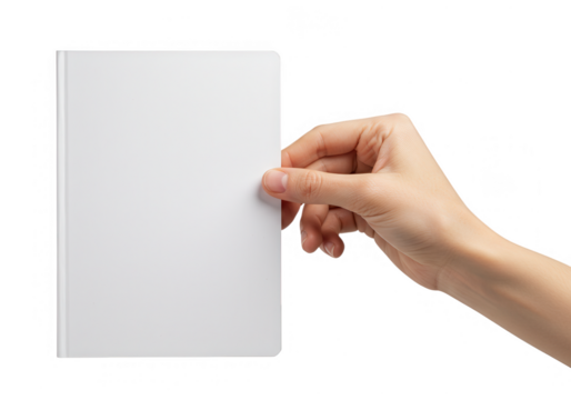 Hand holding blank card isolated on transparent background - Powered by Adobe