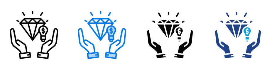 Obraz premium Worth icon set multiple style collection