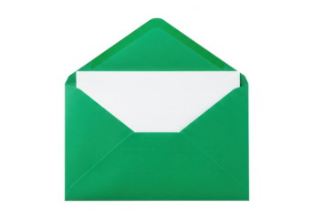 Green envelope with letter isolated on transparent background
