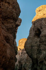 Landscape shot from within sesriem canyon, Namibia, around sunset.