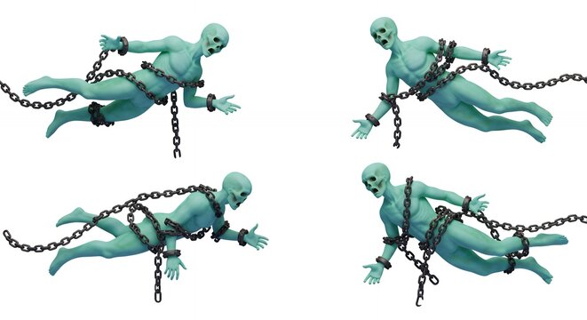 Conceptual illustration figures restrained by chains