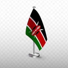 Flag of Kenya. Vector illustration of a flag with flagpole on a transparent background