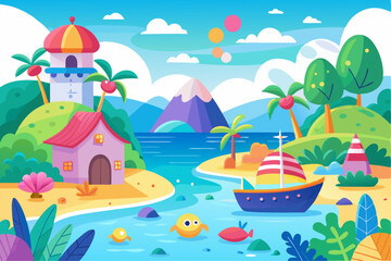 Fototapeta premium Perfect for summer, vacation, travel, tourism, and nature themes in web design, advertisements, and educational materials.