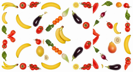 Obraz premium Colorful Assortment of Fresh Fruits and Vegetables on White Background for World Food Day