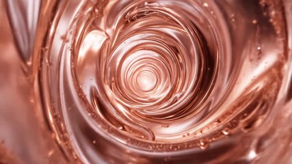 Abstract Rose Gold Metallic Tunnel: Hypnotic Circular Motion and Light - Powered by Adobe