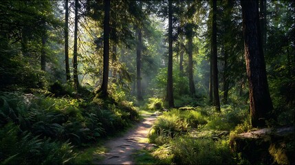 Naklejka premium footpath in the woods
