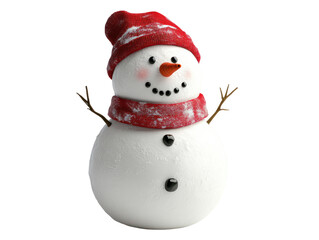Snowman with Red Hat and Scarf