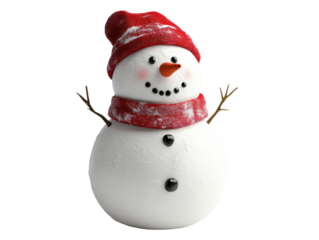 Snowman with Red Hat and Scarf