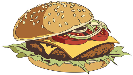  3D Realistic Burger Isolated Vector Illustration