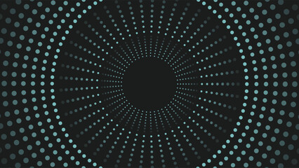 Modern abstract background with circular halftone dot pattern in blue on black, ideal for digital art, posters, presentations, and tech themed design projects