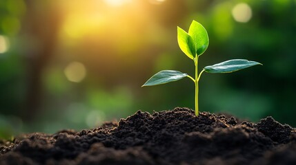 Tiny sprout emerging from the earth.