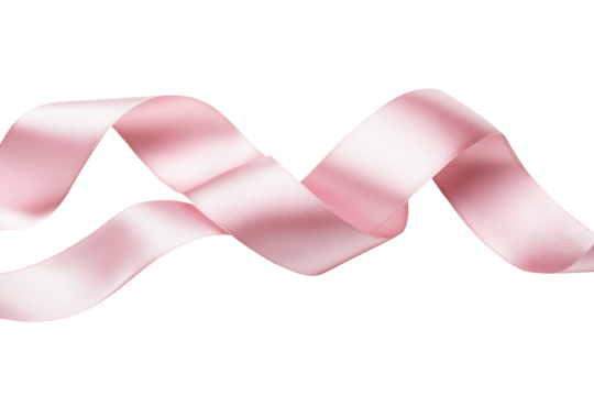 Close-Up of a Delicate Soft Pink Ribbon on a Transparent Background