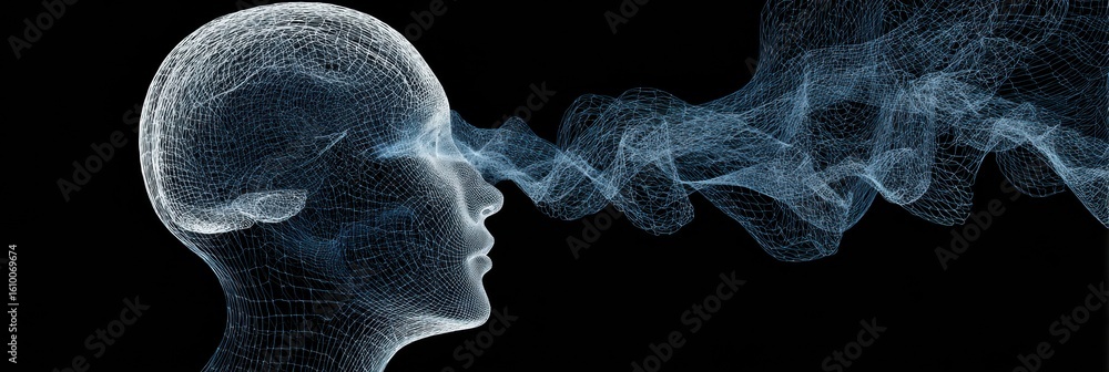 Poster thought process visualization with animated lines depicting clarity and motion on the left side