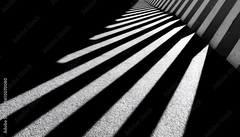 Aufkleber geometric architectural shadows forming abstract monochrome patterns with high contrast.