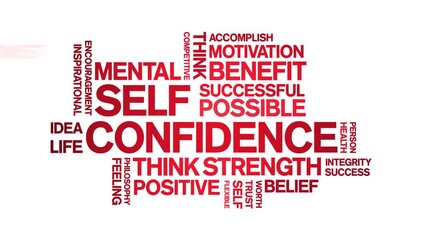 Self Confidence animated word cloud-text design animation tag kinetic typography seamless loop.