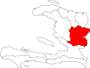 Map of Haiti with Centre Department highlighted, ideal for geographic, agricultural heartland, and regional study projects.

